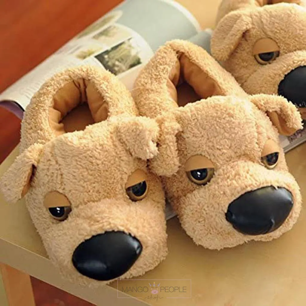 Cute  Brown Dog Style Plush Animal Slippers