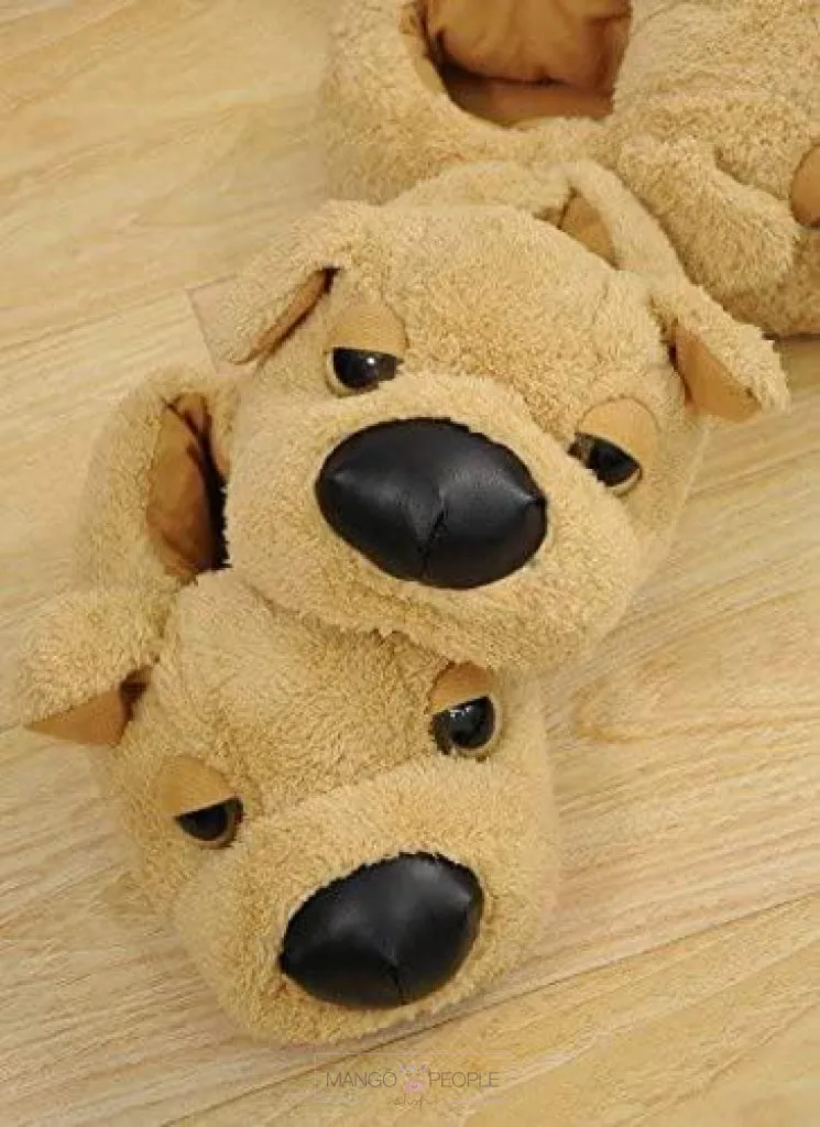 Cute  Brown Dog Style Plush Animal Slippers