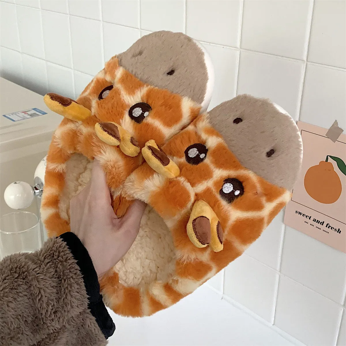 Cute Giraffe Slipper Comfortable Warm Winter Slippers Cotton Shoes