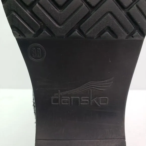 Dansko Womens Size EU 38 US 7.5-8 Black Design Leather Slip On Work Clog Shoes