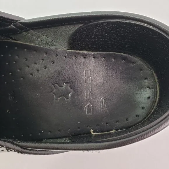 Dansko Womens Size EU 38 US 7.5-8 Black Design Leather Slip On Work Clog Shoes