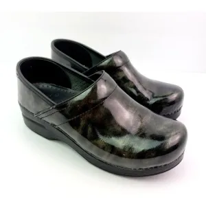 Dansko Womens Size EU 38 US 7.5-8 Black Design Leather Slip On Work Clog Shoes
