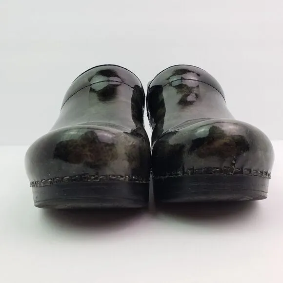 Dansko Womens Size EU 38 US 7.5-8 Black Design Leather Slip On Work Clog Shoes