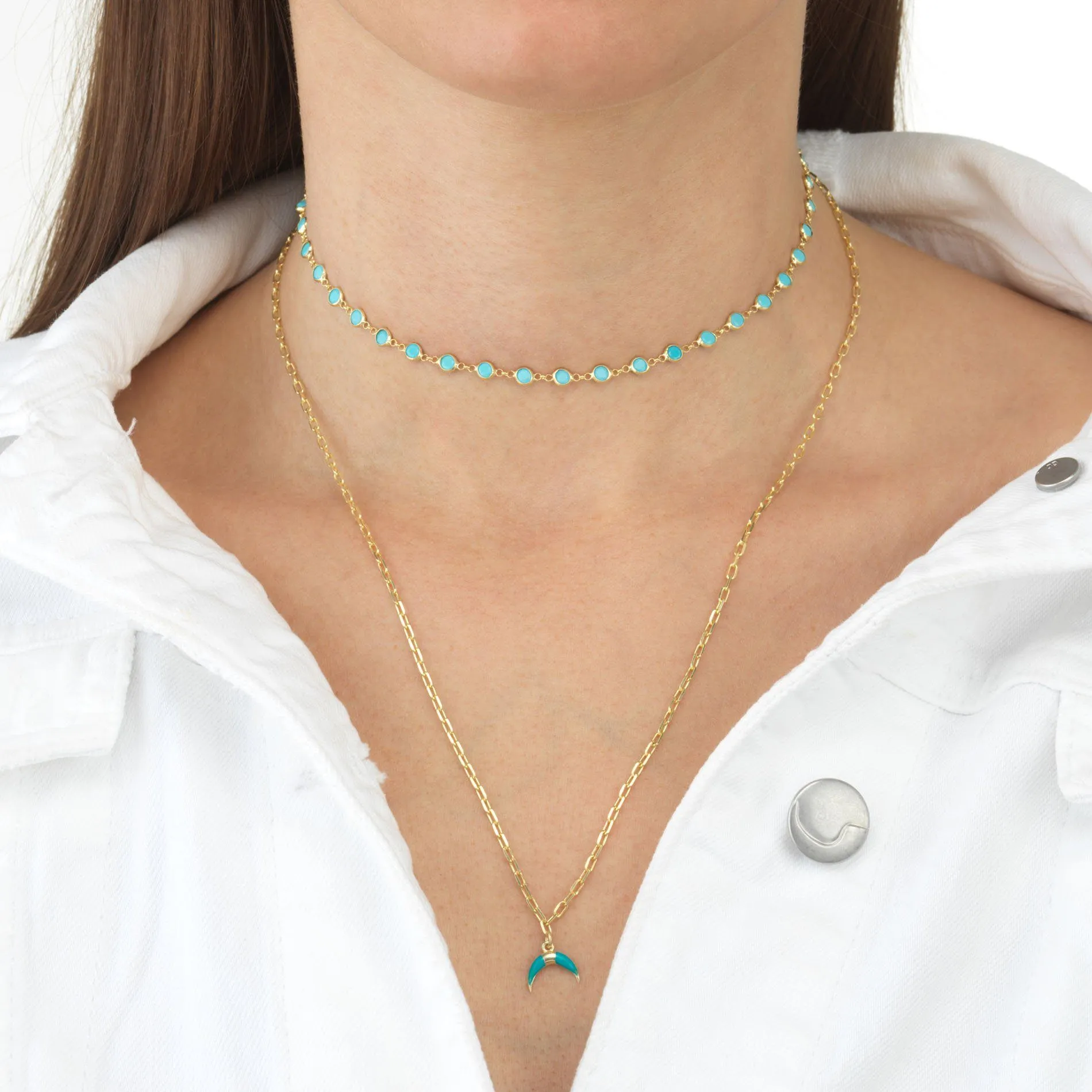 Enamel Cowhorn Necklace