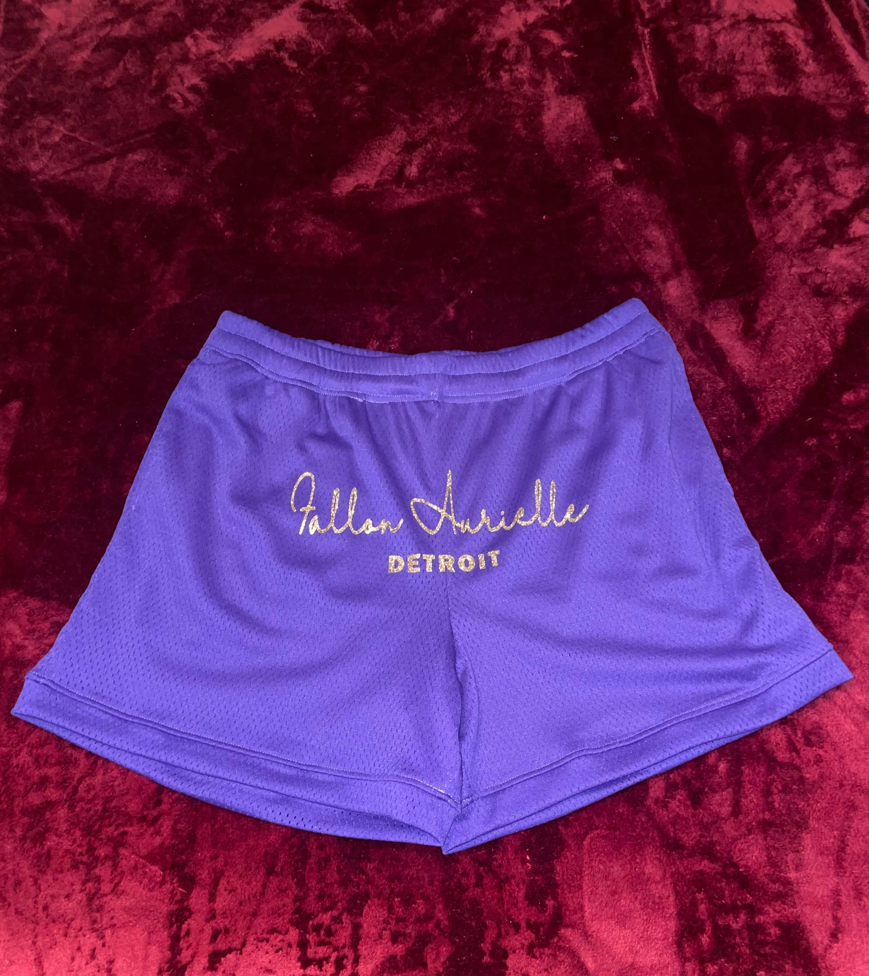 Fallon Aurielle Unisex Signature 3 Piece Detroit Rep Yo Set Basketball Short Set (Purple & Gold)