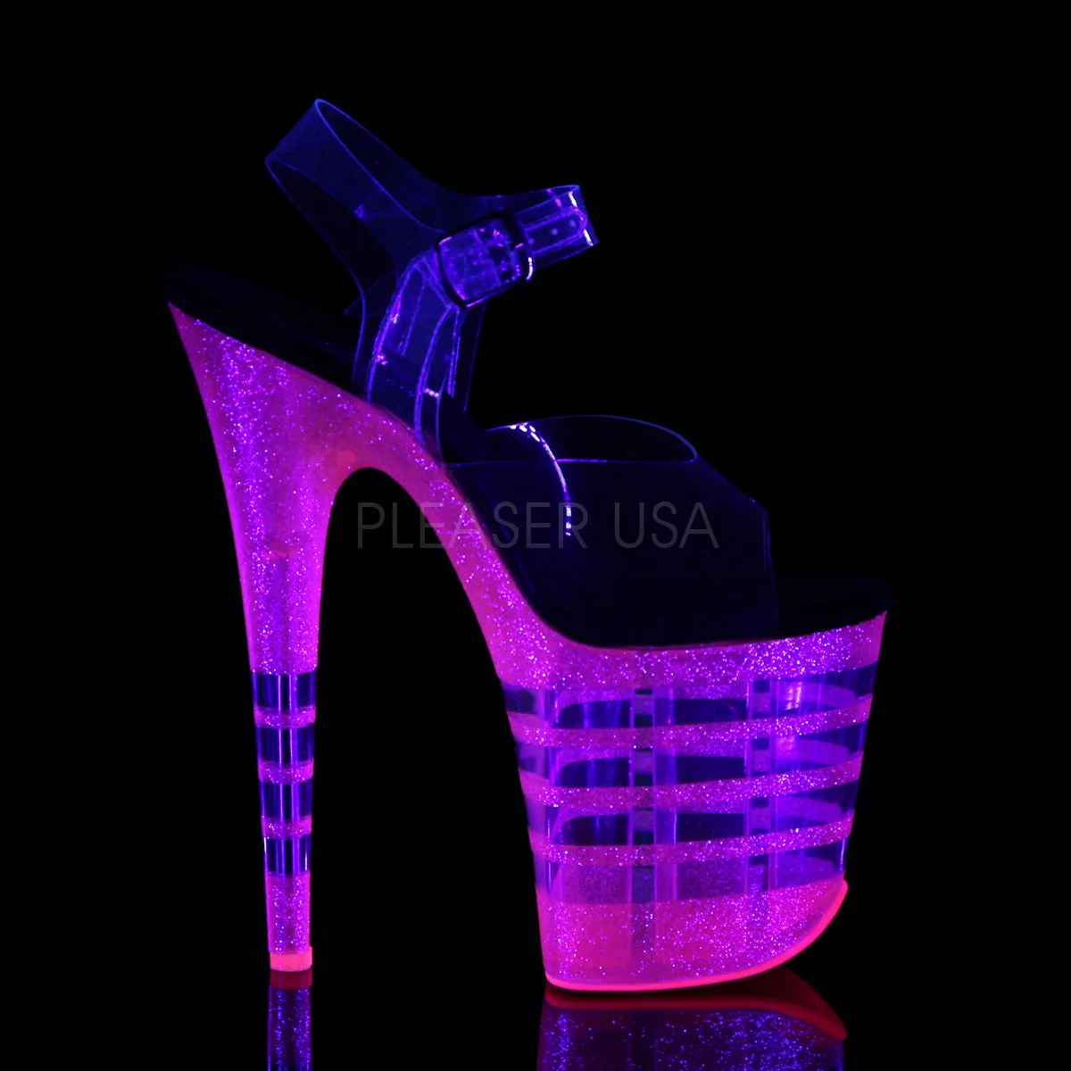 FLAMINGO-808UVLN  Clear/Neon Bubble Gum Pink Glitter
