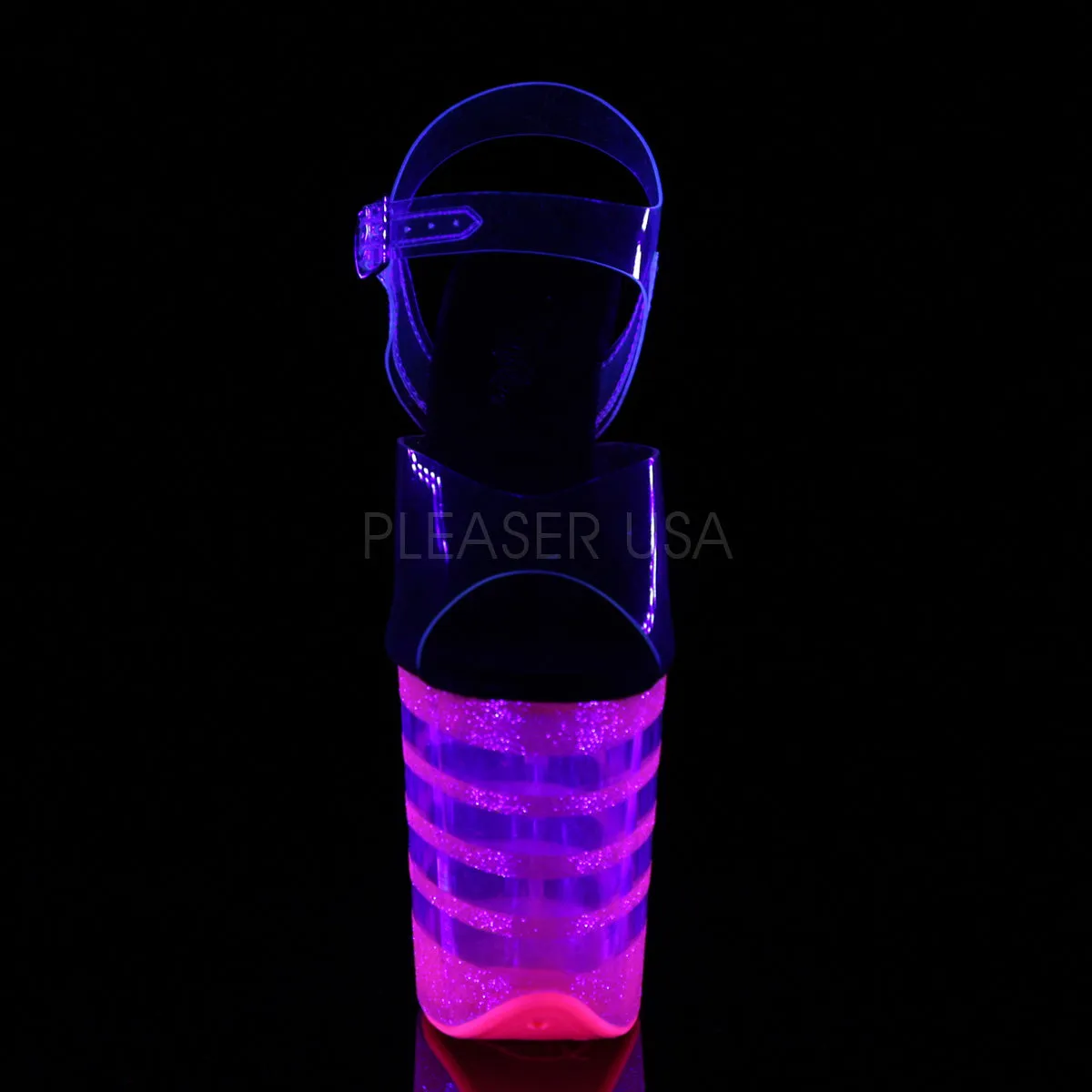 FLAMINGO-808UVLN  Clear/Neon Bubble Gum Pink Glitter