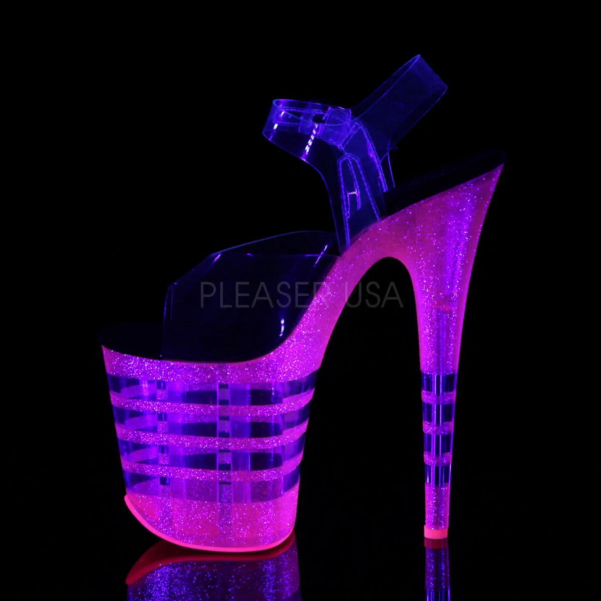 FLAMINGO-808UVLN  Clear/Neon Bubble Gum Pink Glitter