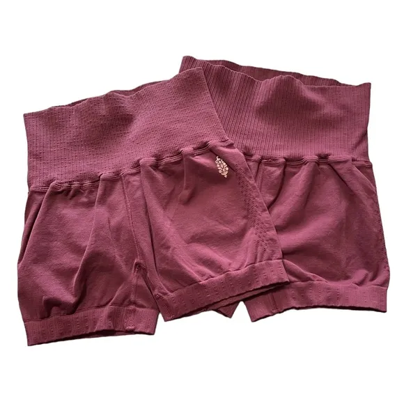 Free People Movement Good Karma Running Shorts XS/S Burgundy NWOT