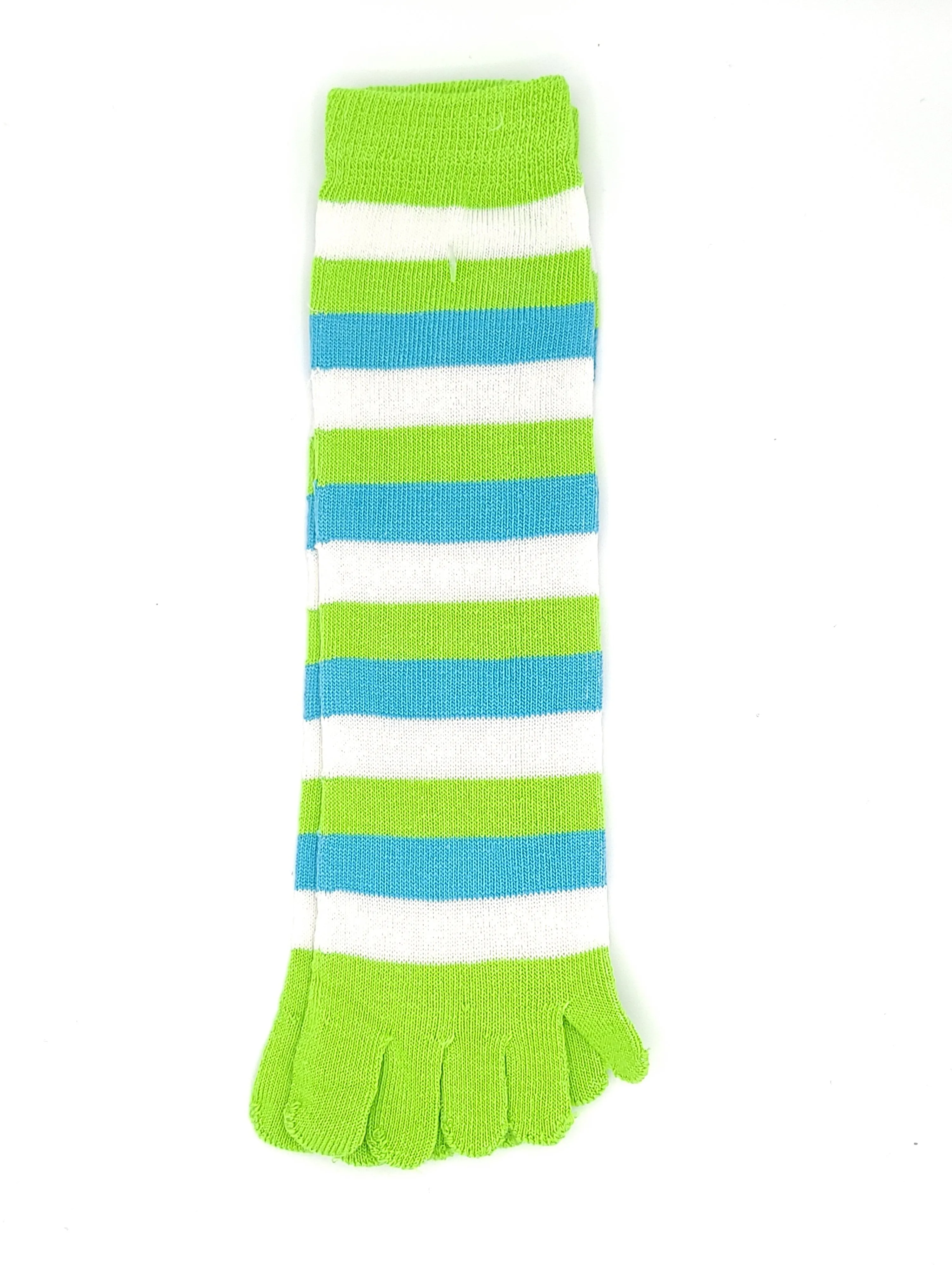 Fresh and Breezy Green, White, and Blue Stripe Toe Socks | ToeHugger