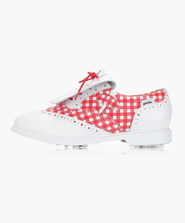 Giclee Tee-In Spikeless Golf Shoes - Red Check
