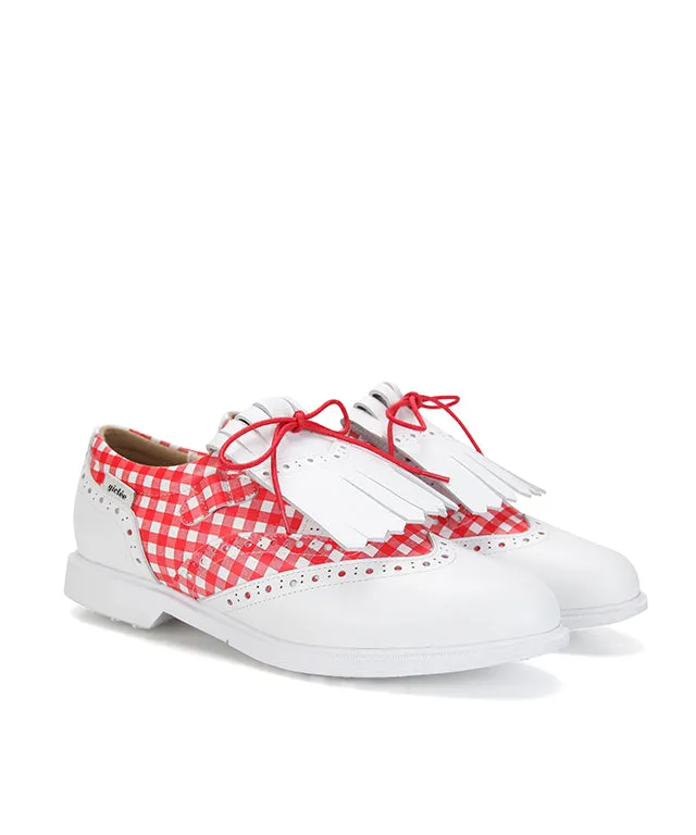 Giclee Tee-In Spikeless Golf Shoes - Red Check