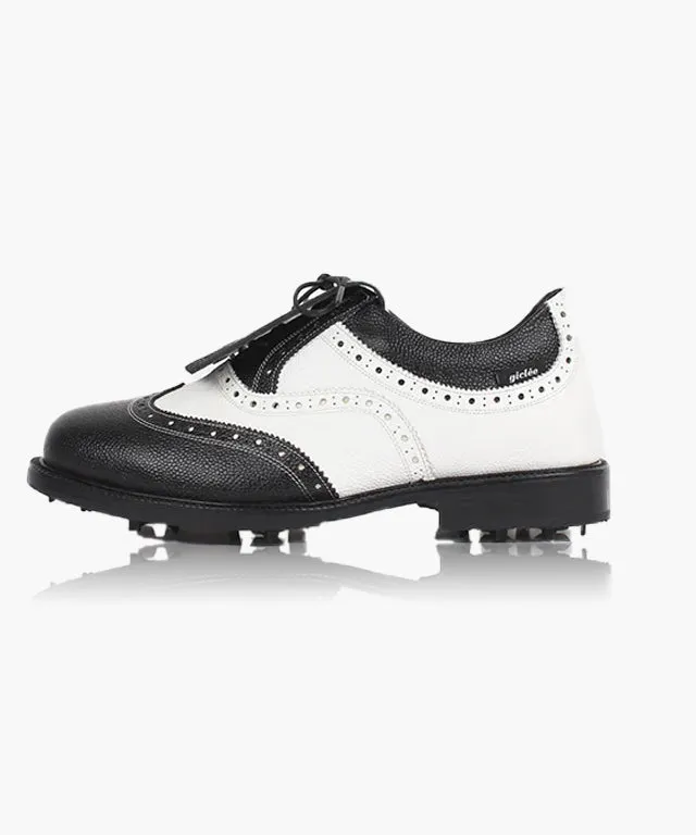 Giclee Unisex Classy Combi Premium Leather Golf Shoes - Black