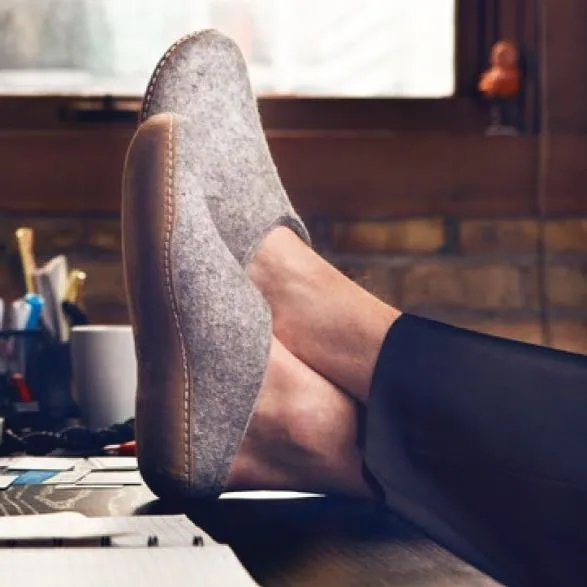 GLERUP FELT SLIPPER LEATHER SOLE