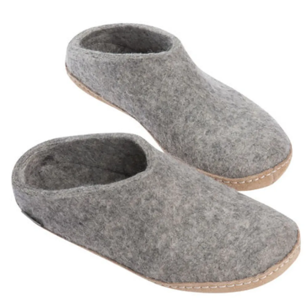 Glerups Slippers: Slip-on, Grey, Leather B-10-00- 43