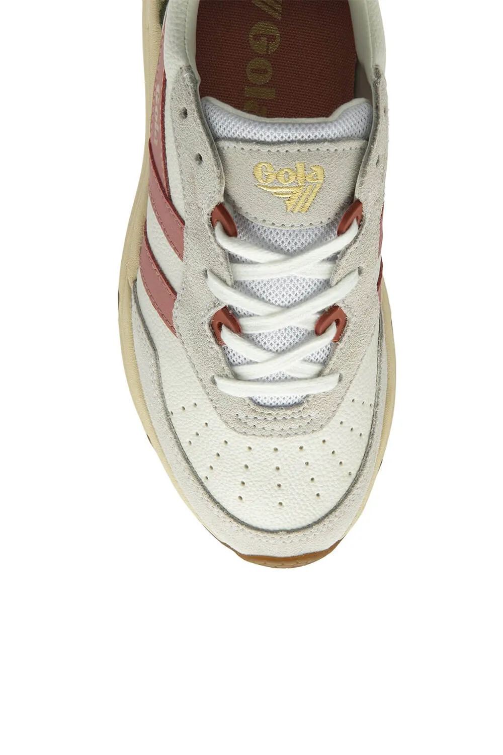 Gola Classics Saturn Sneakers for Women in White/Coral Pink/Khaki | CLB522-WHITE/CORAL PK/KHAKI