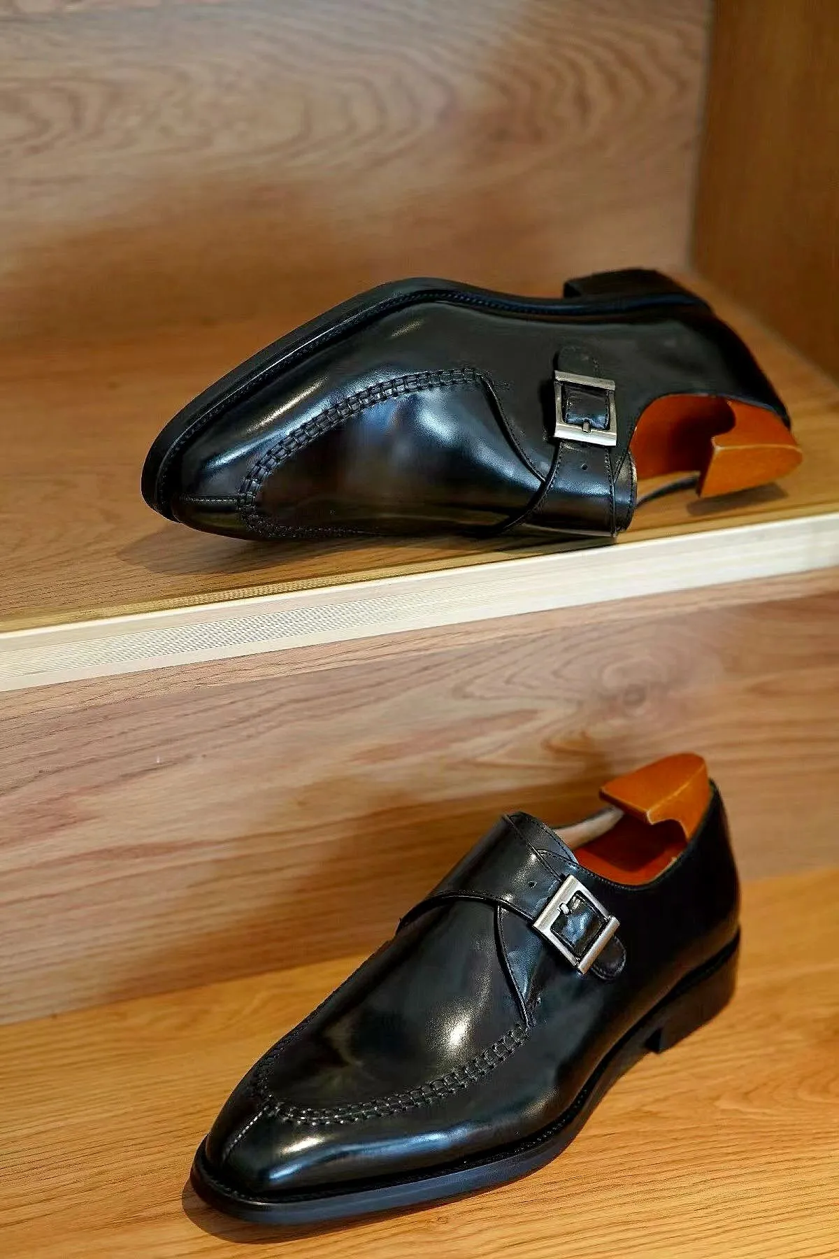 Grace Moc Toe Leather Monkstraps Shoes | Exquisite Italian Design