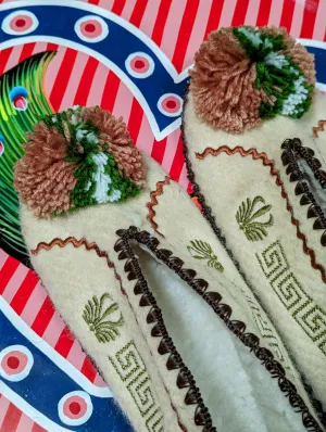 Greek pom pom slippers 44