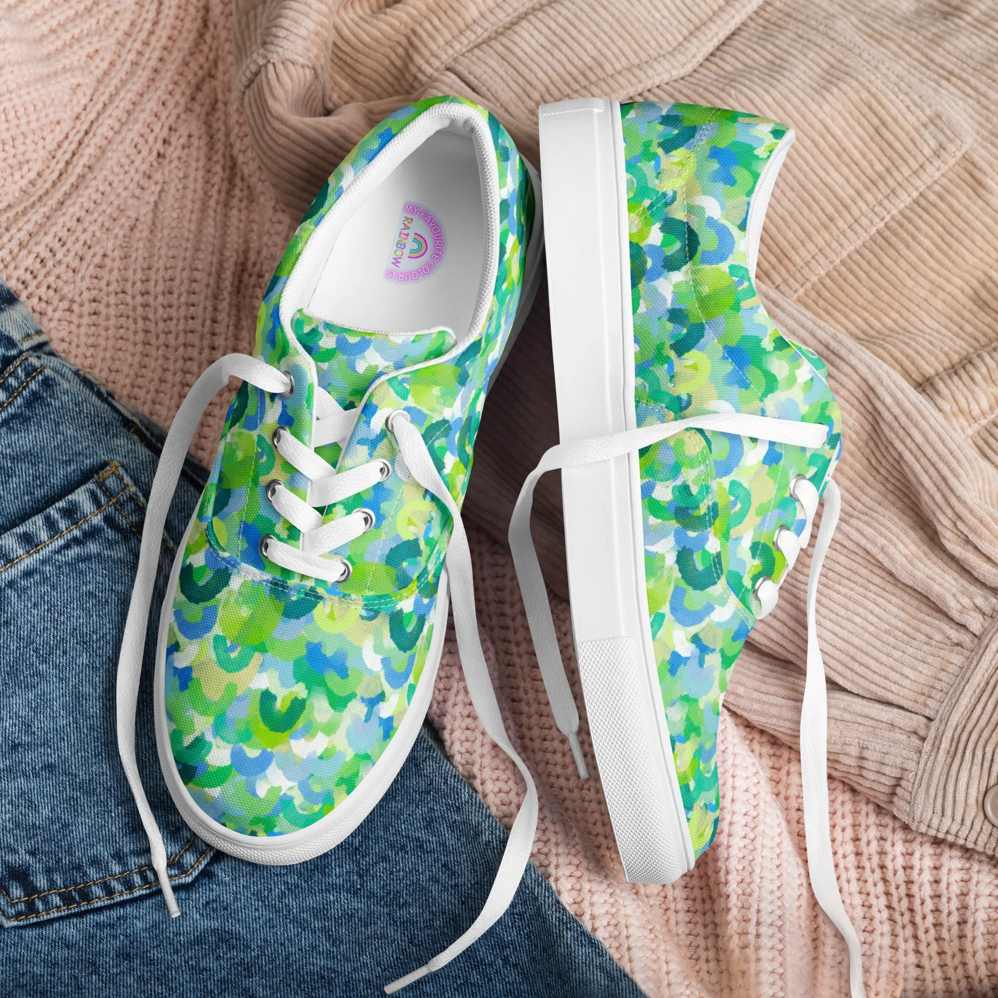 Green Rainbow Canvas Sneakers