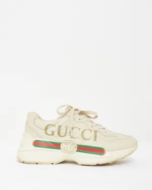 Gucci Beige Leather Logo Rhython Chunky Dad Sneakers - 37.5