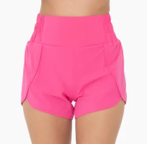 Hot Pink Highwaist Split Shorts