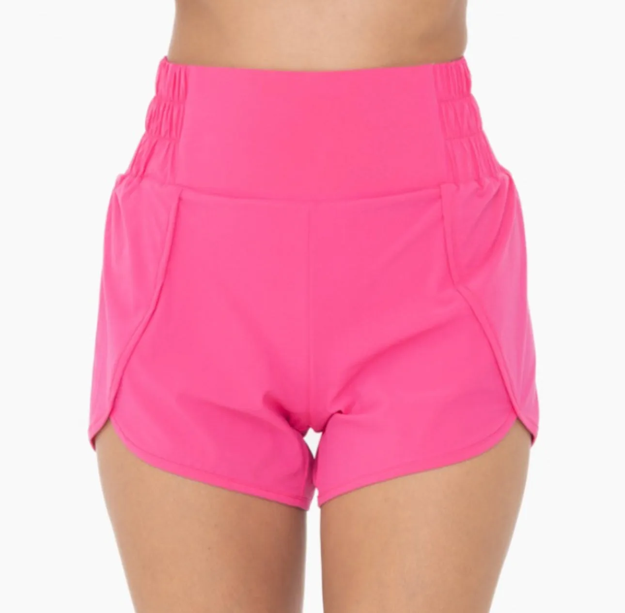 Hot Pink Highwaist Split Shorts