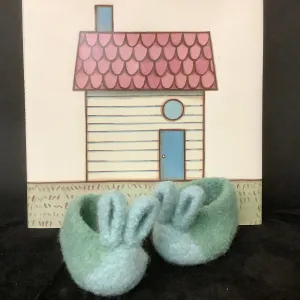 “Hunny Bunny” Baby Booties Dark & Lt Sea Green