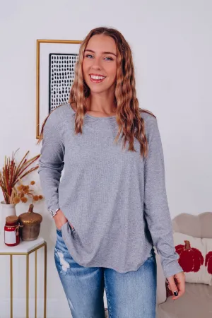 Irresistible Comfort Long Sleeve Top - Grey