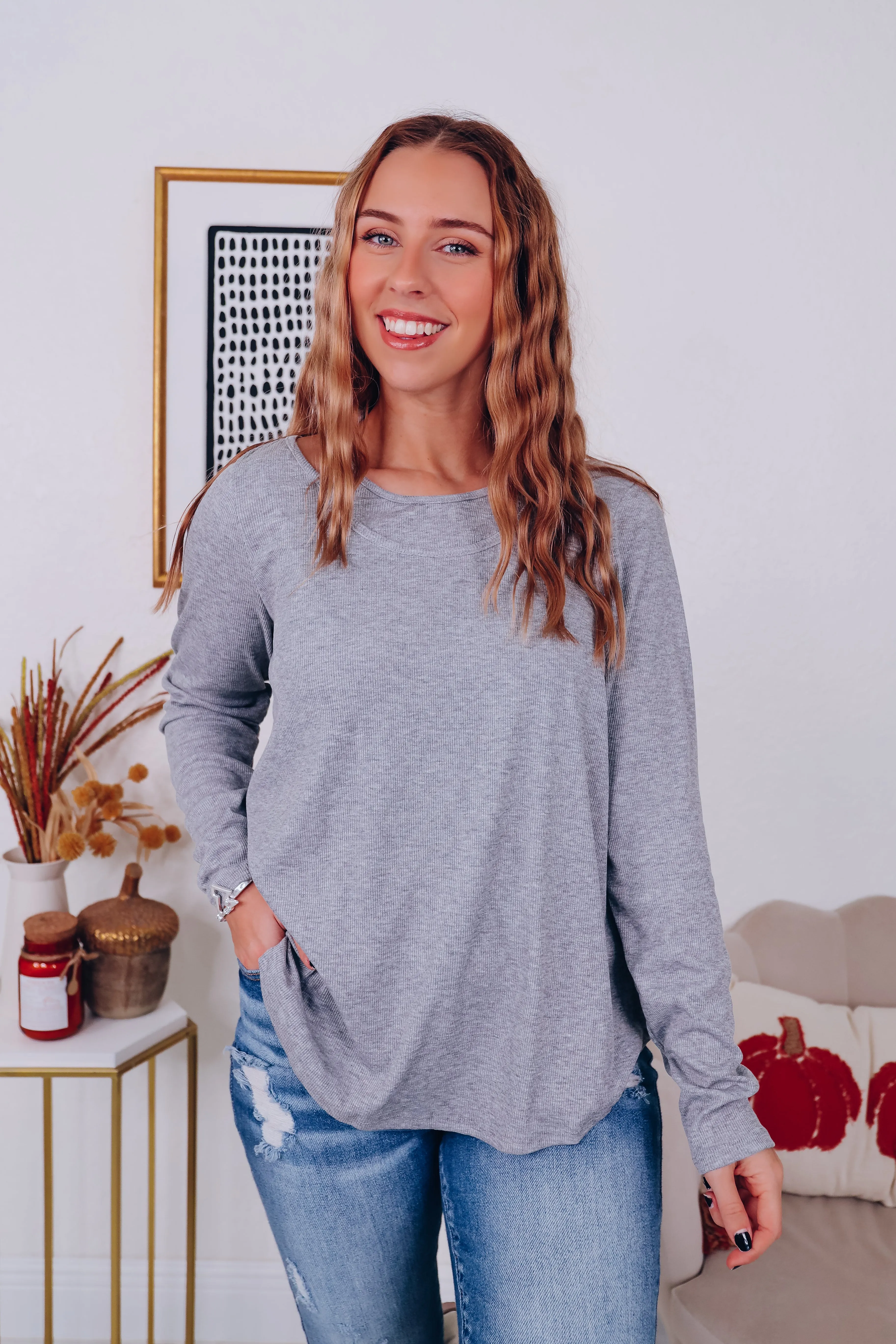 Irresistible Comfort Long Sleeve Top - Grey