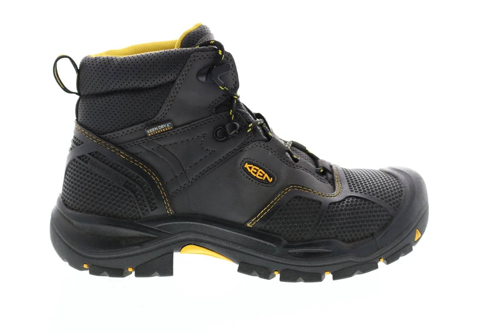 Keen Logandale 1017828 Mens Black Leather High Top Lace Up Work Boots