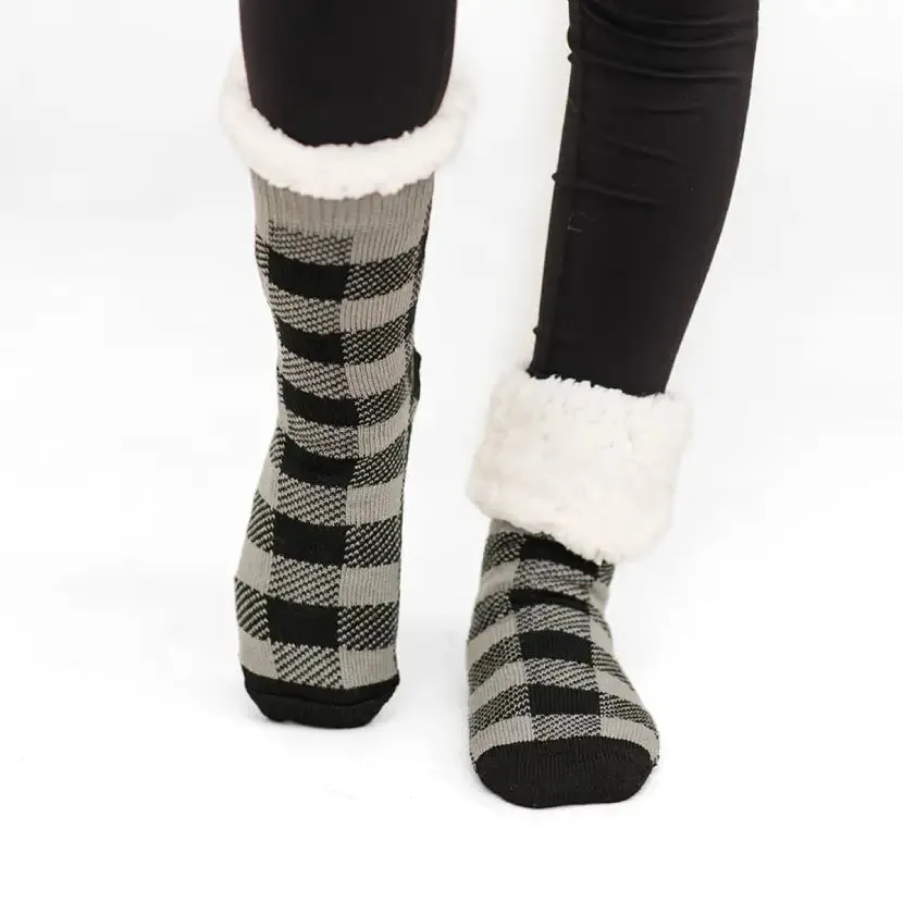 Lumberjack Grey - Recycled Slipper Socks