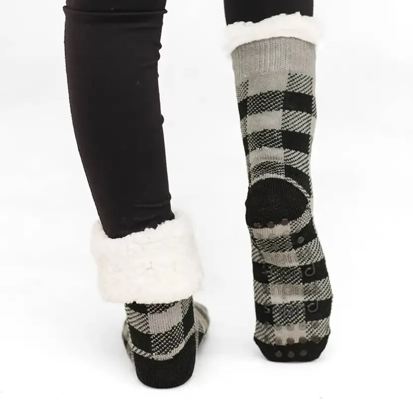 Lumberjack Grey - Recycled Slipper Socks