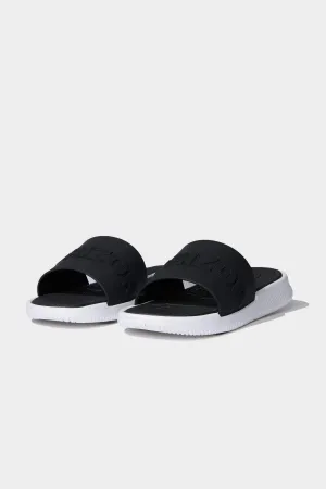 Man Flat Base Single Band Faux Leather Slippers