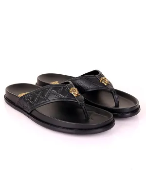 Medusa Logo Thong Slipper|Black