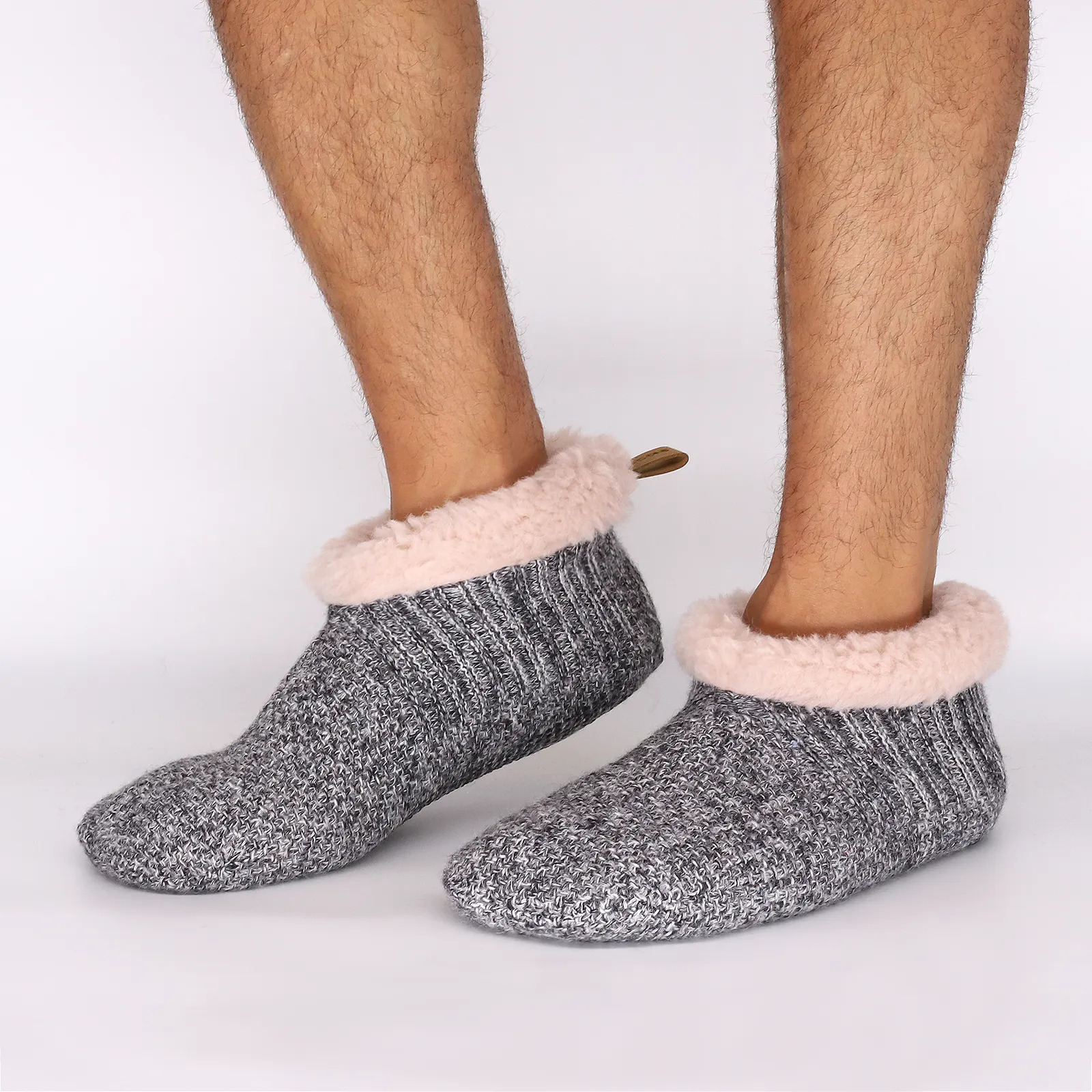 Men's Alpaca Lined Gripper Slippers