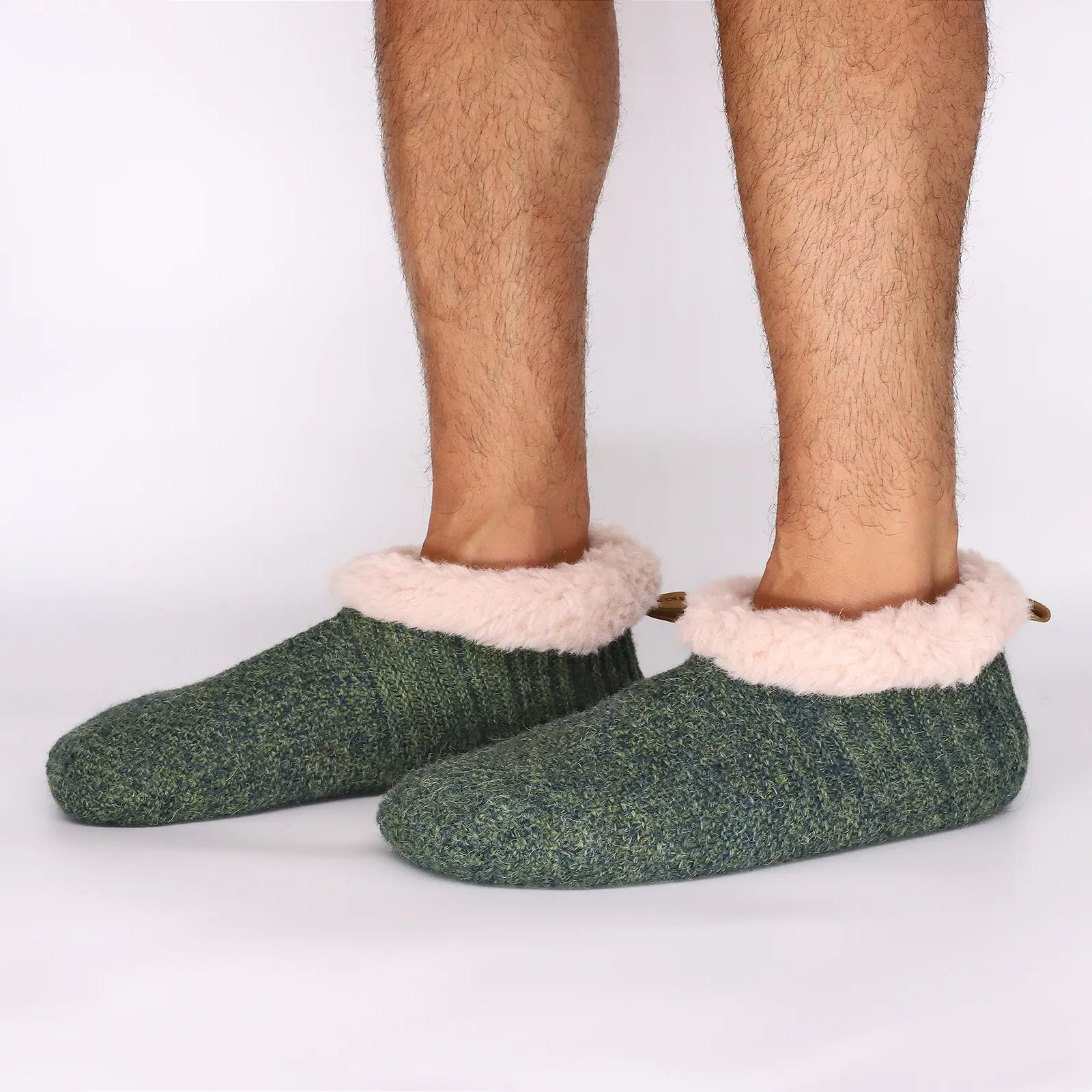 Men's Alpaca Lined Gripper Slippers