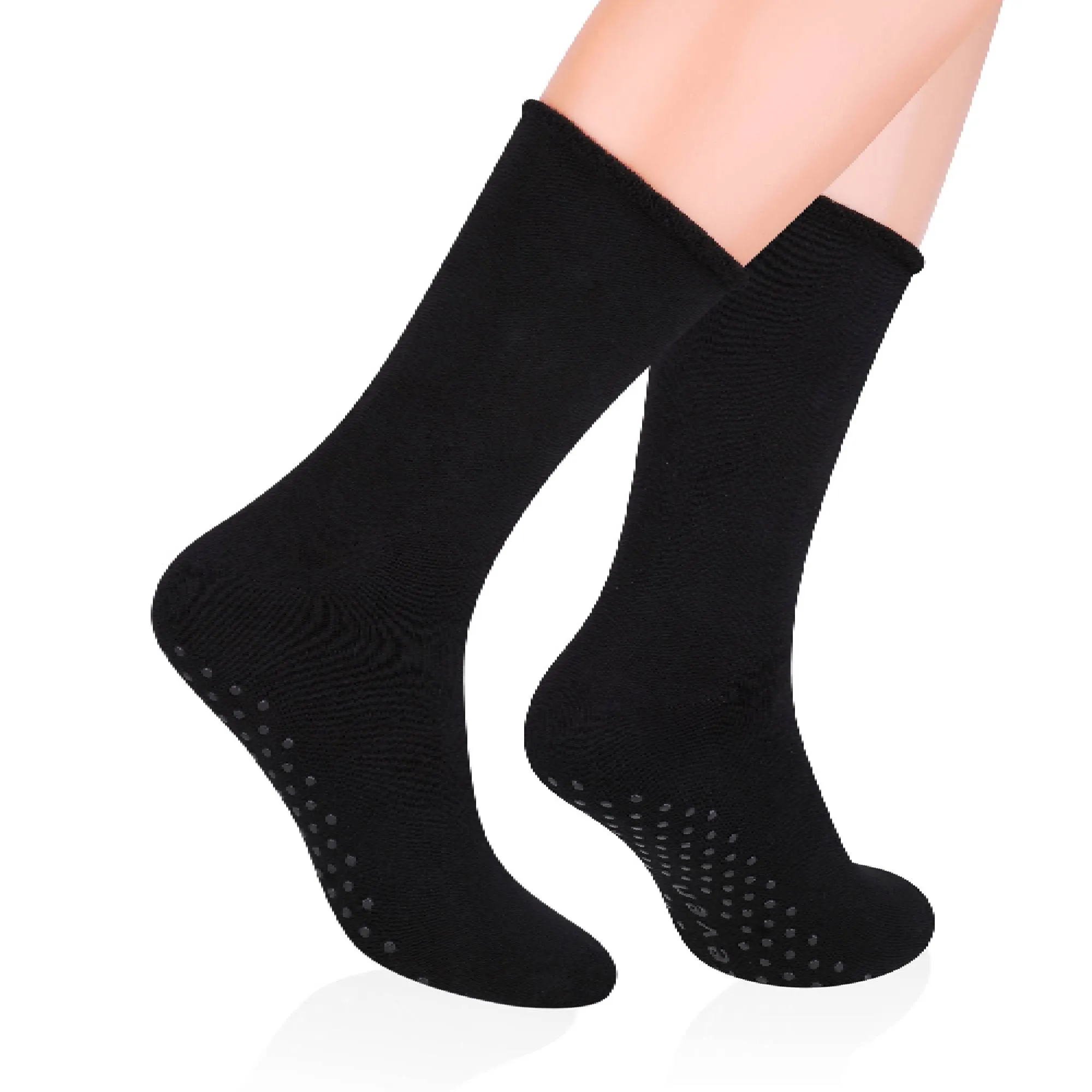Mens Cotton Slipper Socks with Grippers