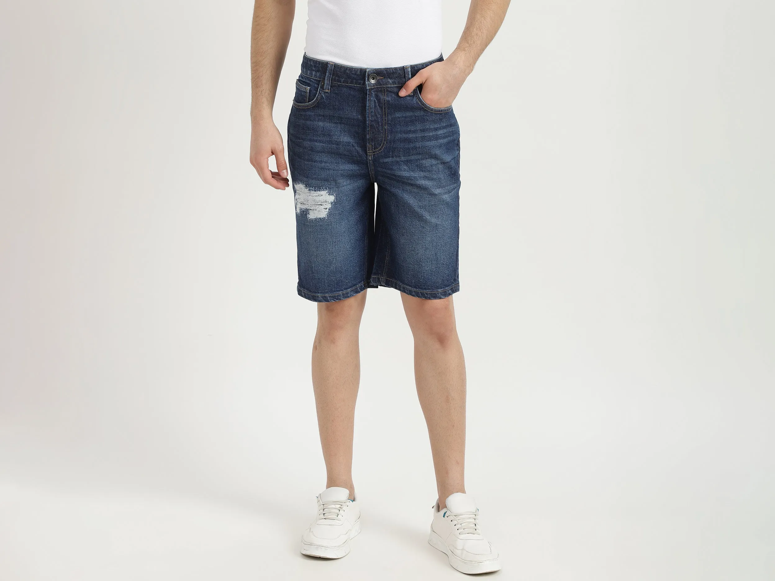 Mens Slim Fit Solid Shorts