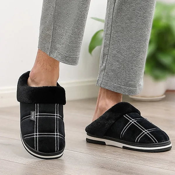 Men's Slippers Home Antiskid Sewing Suede Winter Indoor shoes for Male slide slipper Plush Home Cozy House slippers with fur
