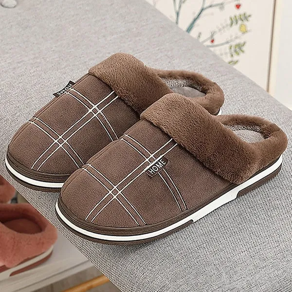 Men's Slippers Home Antiskid Sewing Suede Winter Indoor shoes for Male slide slipper Plush Home Cozy House slippers with fur