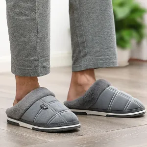 Men's Slippers Home Antiskid Sewing Suede Winter Indoor shoes for Male slide slipper Plush Home Cozy House slippers with fur
