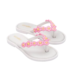 Mini Melissa Spring Flip Flops - White / Pink