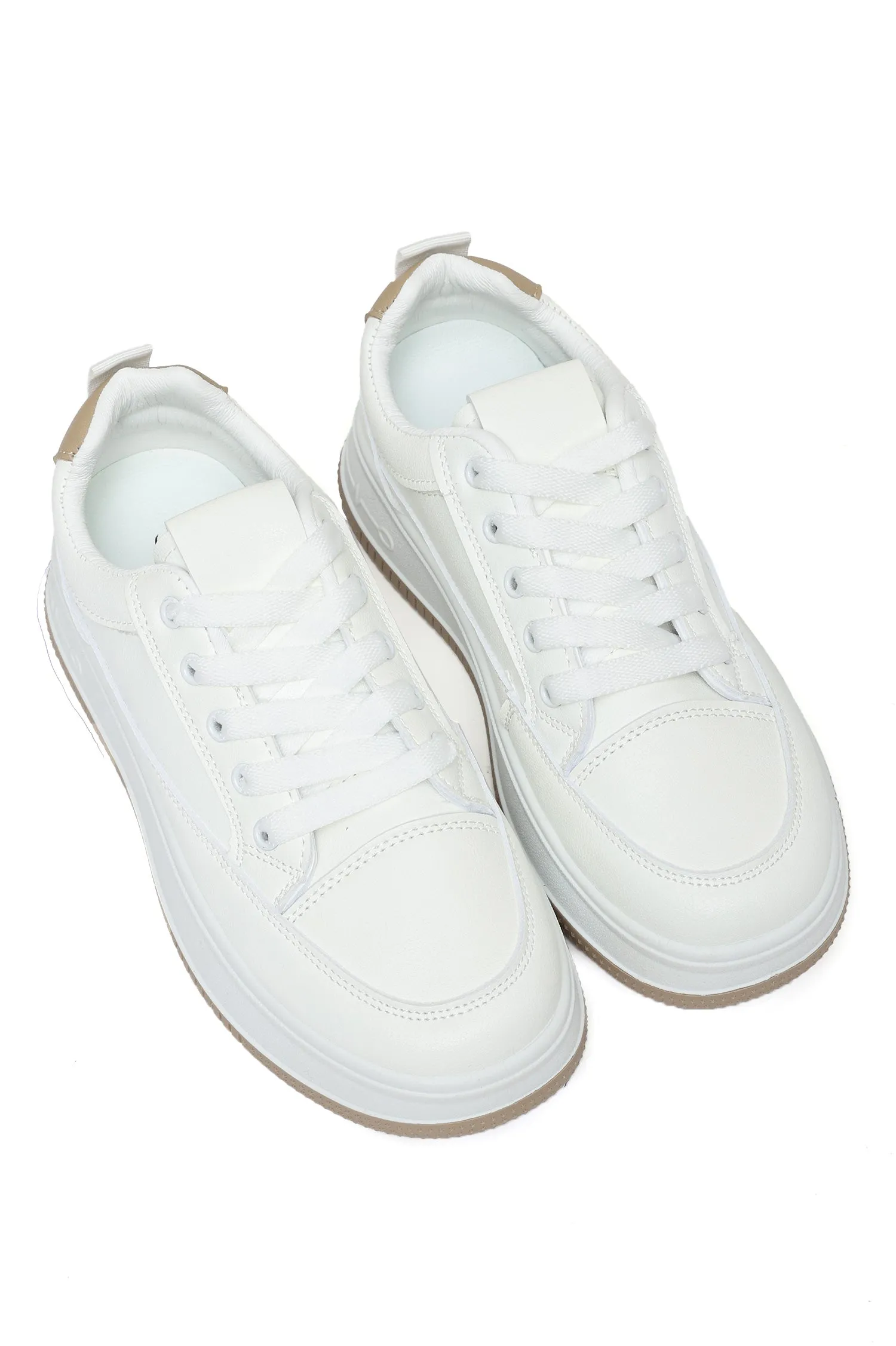 Minimalist Lace-Up Sneakers-White