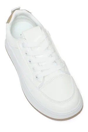 Minimalist Lace-Up Sneakers-White