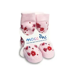 Mocc Ons Slipper Socks -Pink Ditsy Floral