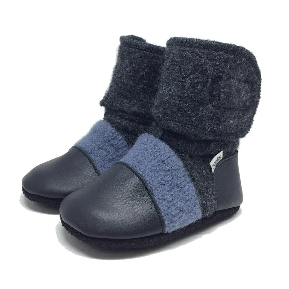 Nooks Design Felted Wool Booties (Steel Blue)
