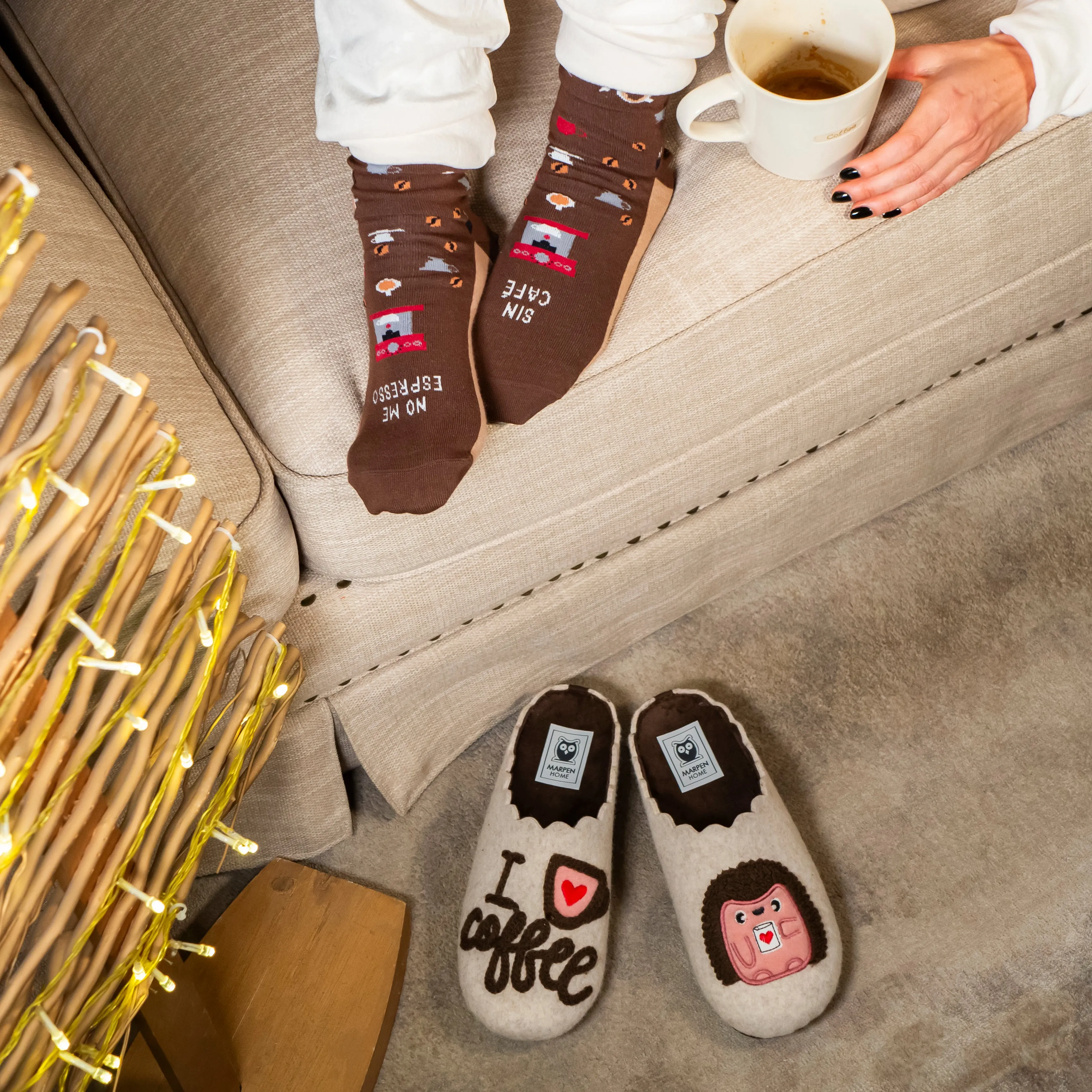NUEVO Pack Calcetín "Sin Café No Me Espresso"   Slippers I Love Coffee