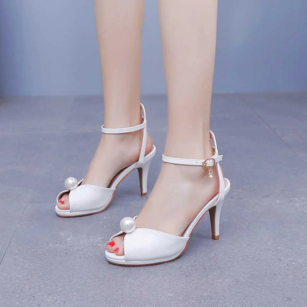 Peep Toe Wedding Shoes Mid-Heeled Bridal Sandals Dress Shoes