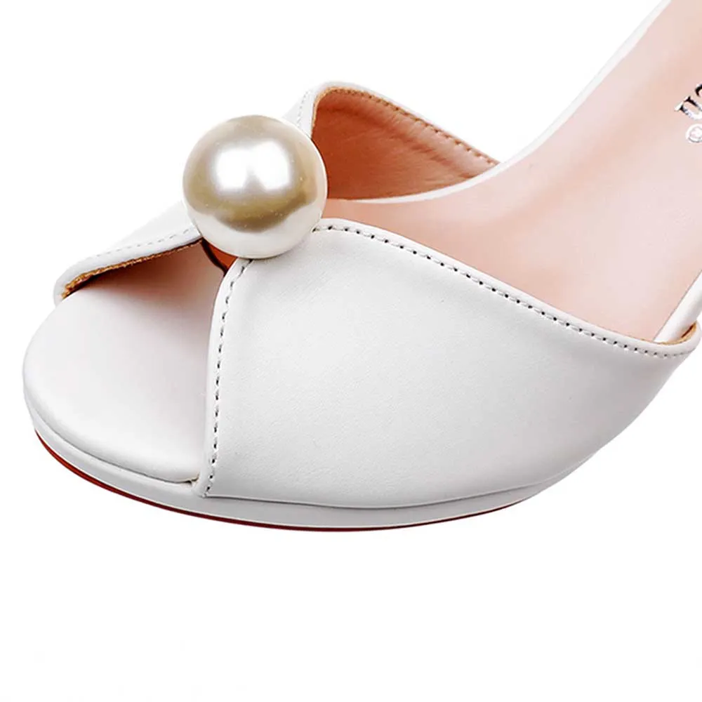 Peep Toe Wedding Shoes Mid-Heeled Bridal Sandals Dress Shoes