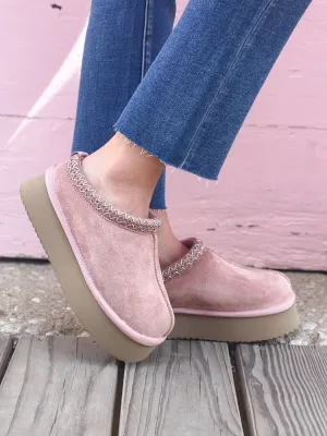 Pillow Talk Slippers - Blush Suede